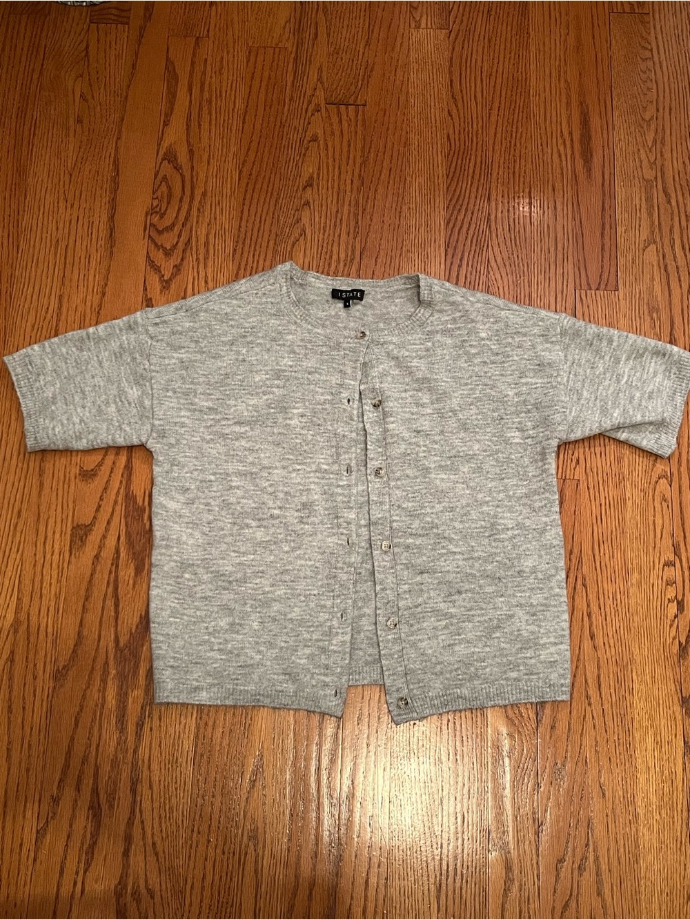 1. State Heather Gray Short Sleeve Button Cardigan